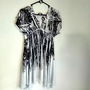 Chesley Blouse Women Large Black and White Boho Whimsical Academia Office Resort